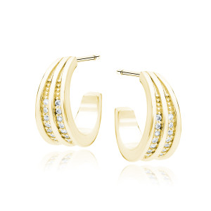 Cercei argint placati cu aur galben cu pietre DiAmanti Z1912EG_W-DIA (Argint 925‰ 3,4 g.)